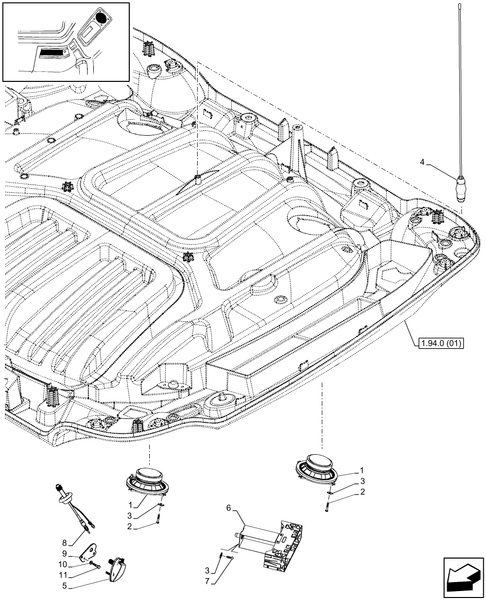 T6010 PLUS-1.91.6/01 - VAR - 330653 - LOW PROFILE ROOF, RADIO, W/ HIGH PERFORMANCE SPEAKERS