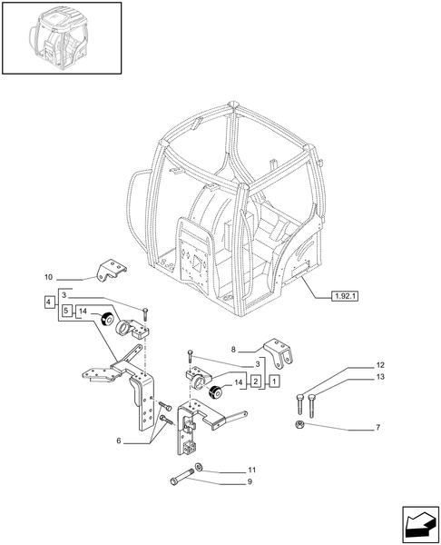 T6010 PLUS-1.92.6/01[01] - VAR - 330658, 331658 - CABIN SUSPENSION - FRONT SUPPORTS