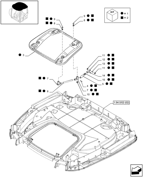 T6010 PLUS-1.94.0/06[03] - VAR - 330520 - NAR ROOF WITH HIGH PROFILE WITH HIGH VISIBILITY PANEL - GLASS AND RELEVANT PARTS