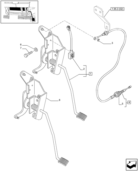 T6010 PLUS-1.95.3[01A] - STD - ACCELERATOR PEDAL - BEGIN S/N Z9BD02627 - END S/N ZABK40255 ; (SN Break) Between Z9BD02627 and ZABK40255