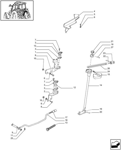 T6010 PLUS-1.96.1/01[02] - VAR - 330845 - LIFT EXTERNAL CONTROLS - LEVERS & SUPPORT - W/CAB