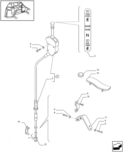 T6010 PLUS-1.96.3/02[01] - VAR - 330801 - POWER TAKE-OFF 540/750/1000 RPM - PTO CONTROL - END S/N Z8BD05520 ; (SN Break) Before Z8BD05520