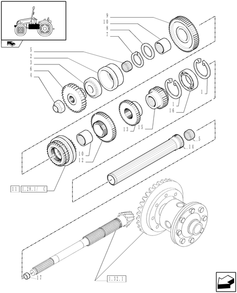 T3010-1.28.1[03] - TRANSMISSION, GEARS AND DRIVEN SHAFT