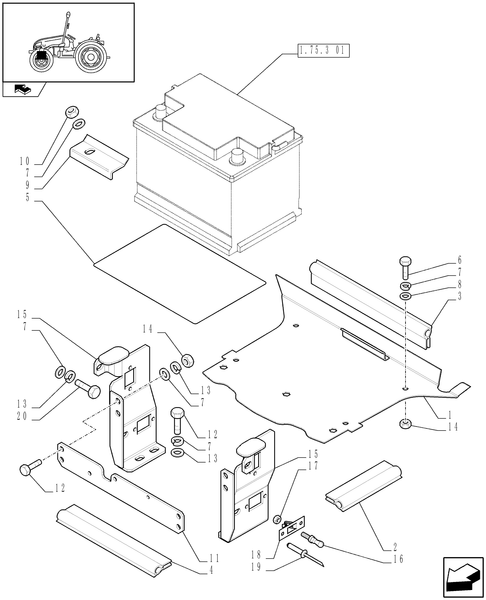 T3010-1.75.3[02] - BATTERY FASTENER AND SUPPORT PLATES