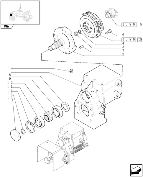 T3010-1.80.5[02] - FRONT PTO, GEARBOX, CLUTCH AND RELEVANT PARTS