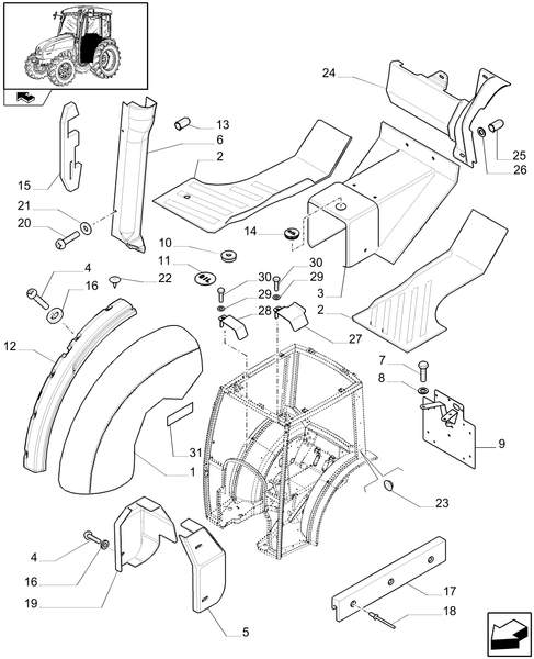 T3010-1.92.87/01[01A] - SOFT TRIM AND REAR MUDGUARDS (W/CAB) - D9034