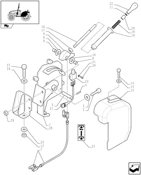 T3010-1.95.3/01[02] - FRONT PTO, CONTROLS, OUTSIDE LEVER AND RELEVANT PARTS