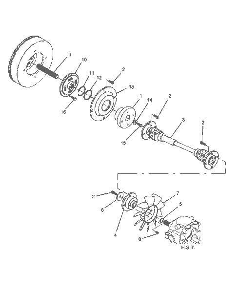 TZ25DA-01.10 - HST COOLING FAN & DRIVESHAFT