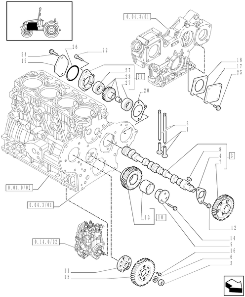 T3040-0.10.0/02 - CAMSHAFT & DRIVE GEARS (T3040)
