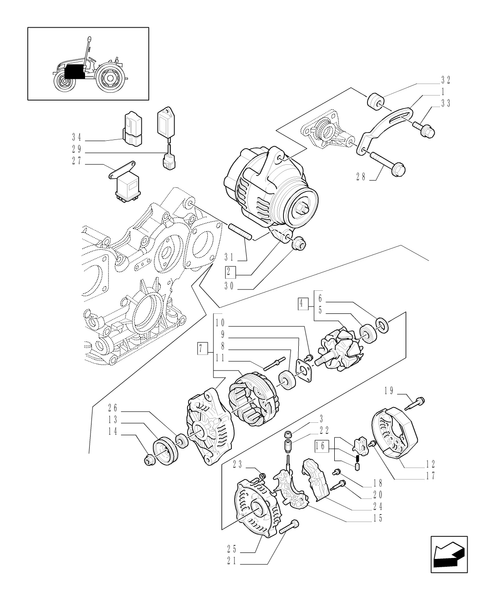 T3040-0.40.0/01 - ALTERNATOR MOUNTING BRACKETS, ALTERNATOR BREAKDOWN (T3040)