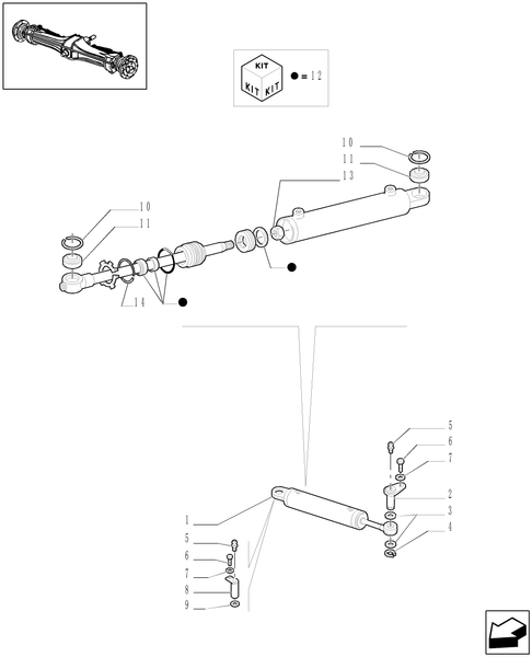 TL90A-1.40. 0/07[02] - FRONT AXLE 4WD - CYLINDER: PARTS
