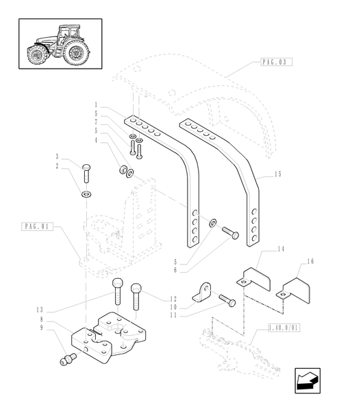 TL90A-1.43.0/06[02] - (VAR.486-487) DYNAMIC WIDE FRONT FENDERS (4WD) - SUPPORTS - ARMS