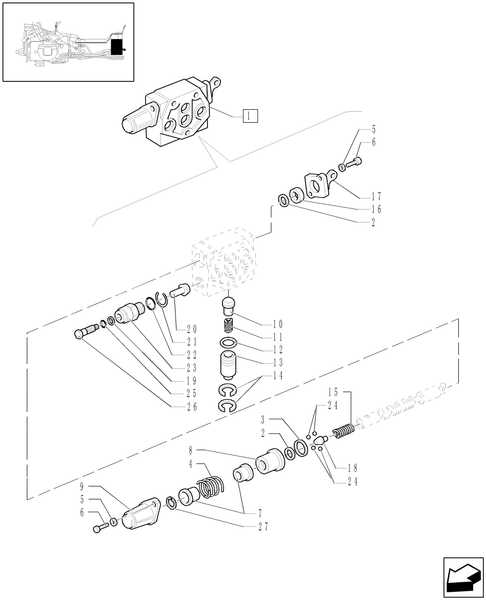 TL90A-1.82.7/05D - FRONT CONTROL VALVE ELEMENT WITH FLOAT - BREAKDOWN