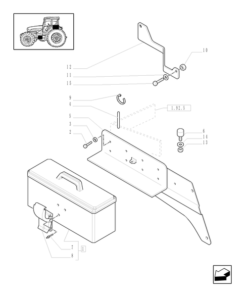 TL90A-1.90.5/02 - (VAR.075-076) FITTING FOR LOADER  - SUPPORT AND TOOLBOX