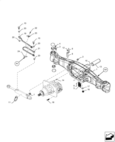 Diagrams of all the parts for the Workmaster 50-25.100.AD[01] - FRONT AXLE HOUSING SUPPORT at BRIM:Parts.