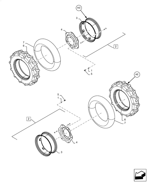 Diagrams of all the parts for the Workmaster 50-44.511.AE[06] -  WHEEL ASSY, FRONT, 4WD, ... at BRIM:Parts.