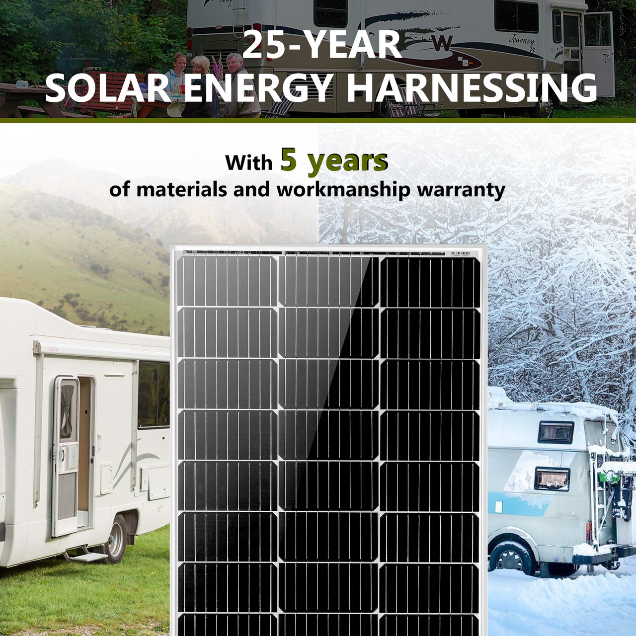 HQST 9BB Cell 100W Panel solar 12V 100W Paneles solares monocristalinos  módulo de alta eficiencia para casas rodantes, autocaravanas, cabinas,  barcos