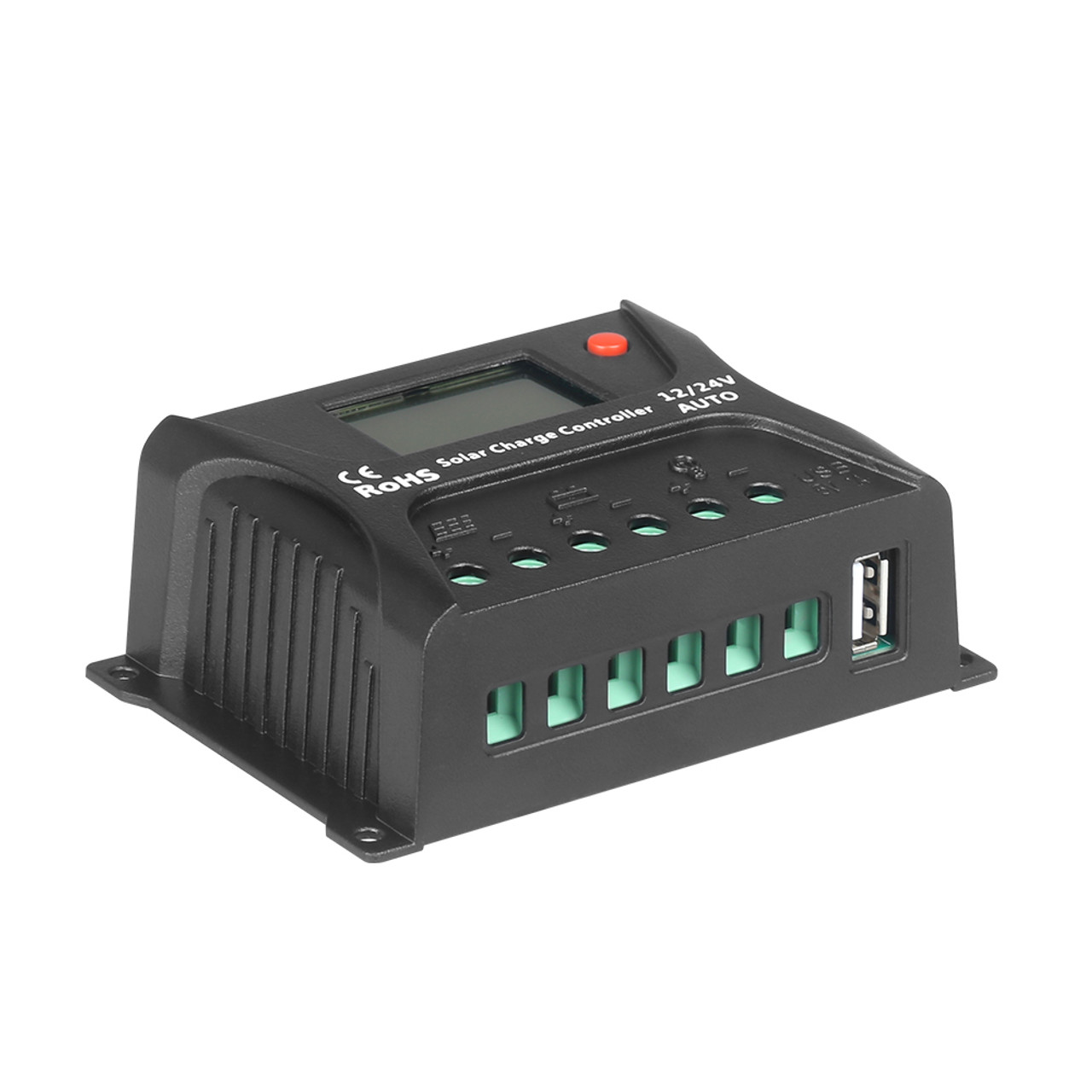 10 Amp 12 24 Volt Auto Detect PWM Digital Solar Panel Charge Controller 