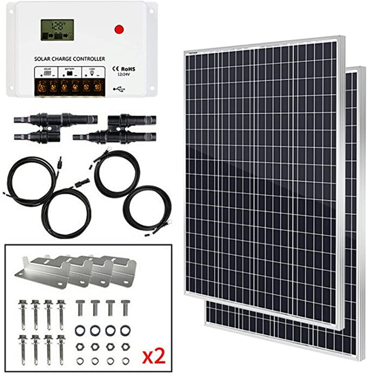 ECO-WORTHY 200W Watt Monocrystalline Solar Panel Kit 12V Volt for Home RV