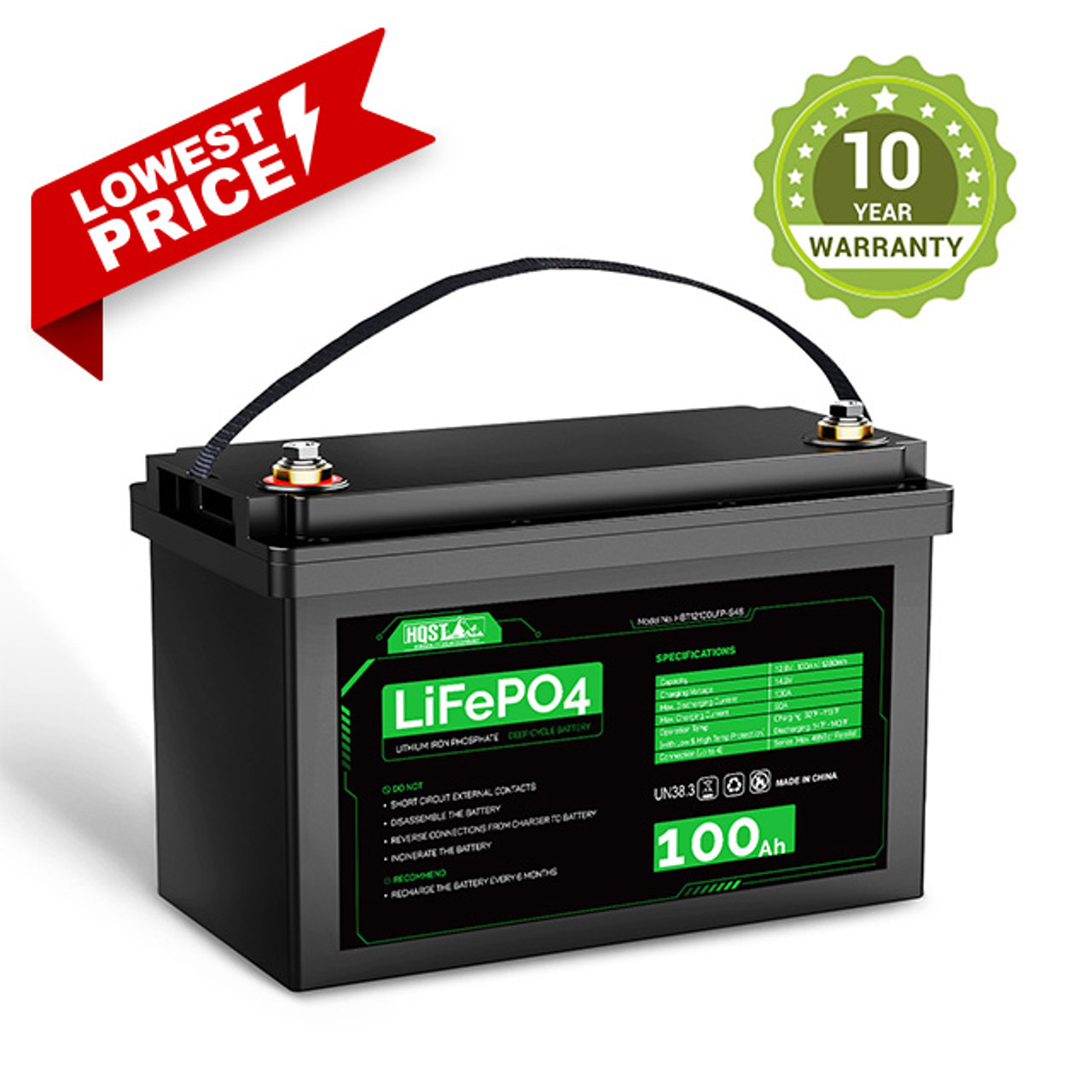 HQST 12V 100Ah LiFePO4 Lithium Iron Phosphate Battery $199.99 (reg $490)