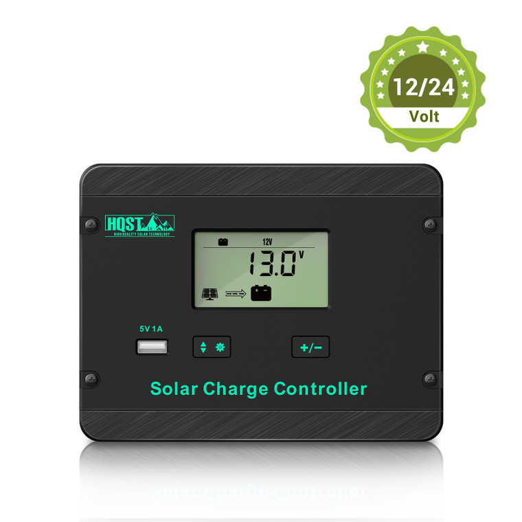 30A 12V/24V PWM Flush Mount Solar Charge Controller - Negative Ground