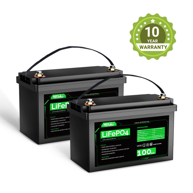 HQST 12V 100Ah LiFePO4 Lithium Iron Phosphate Battery(2 Pack)