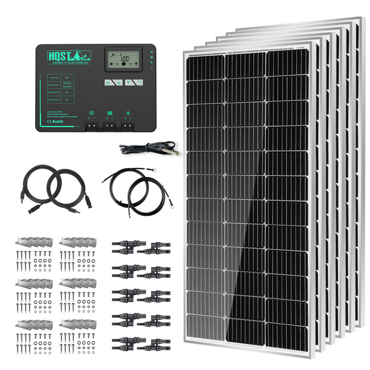 HQST 600W 12V/24V Monocrystalline Solar Panel Kit with 40A MPPT Charge Controller w/ Bluetooth
