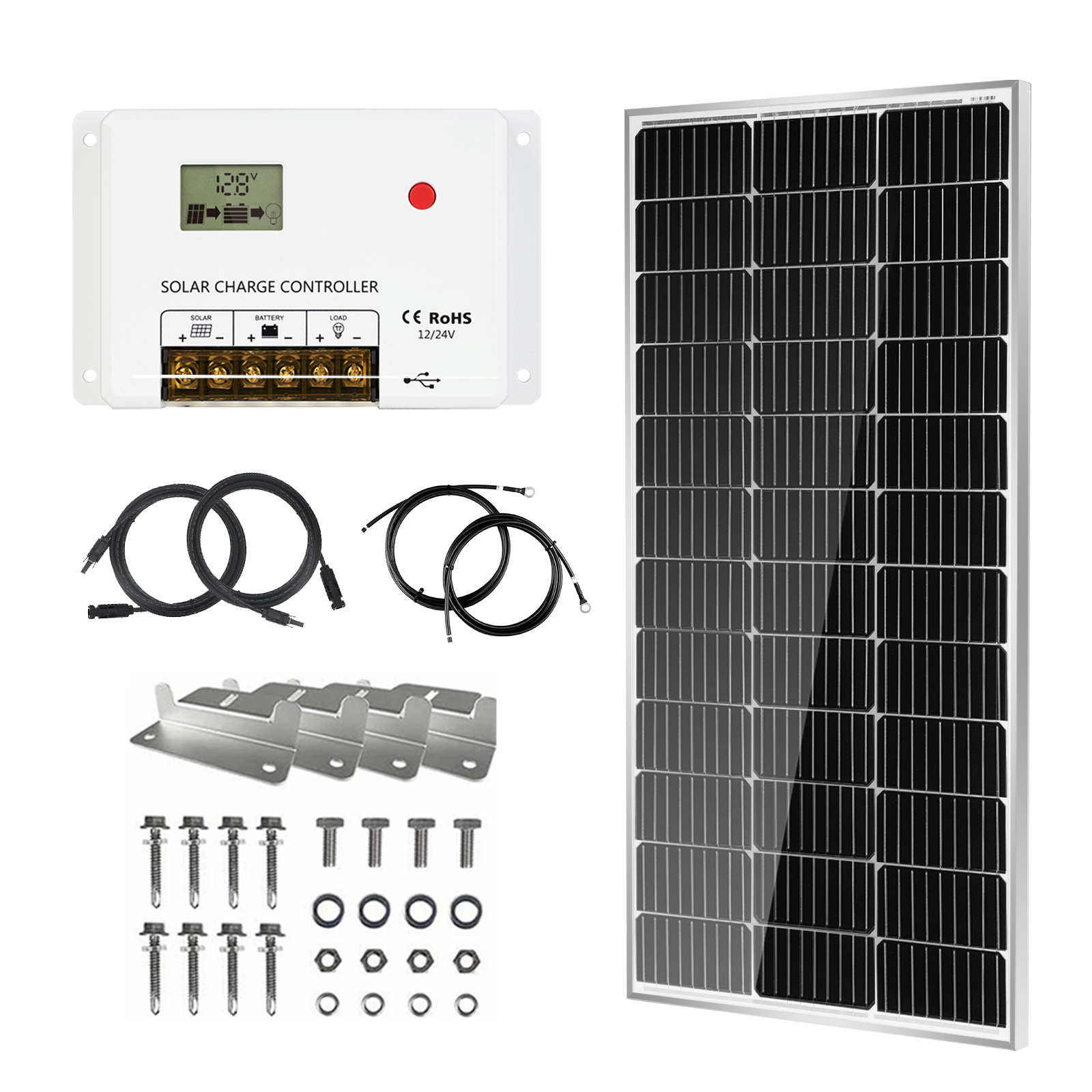 HQST 9BB Cell 100W Panel solar 12V 100W Paneles solares monocristalinos  módulo de alta eficiencia para casas rodantes, autocaravanas, cabinas,  barcos