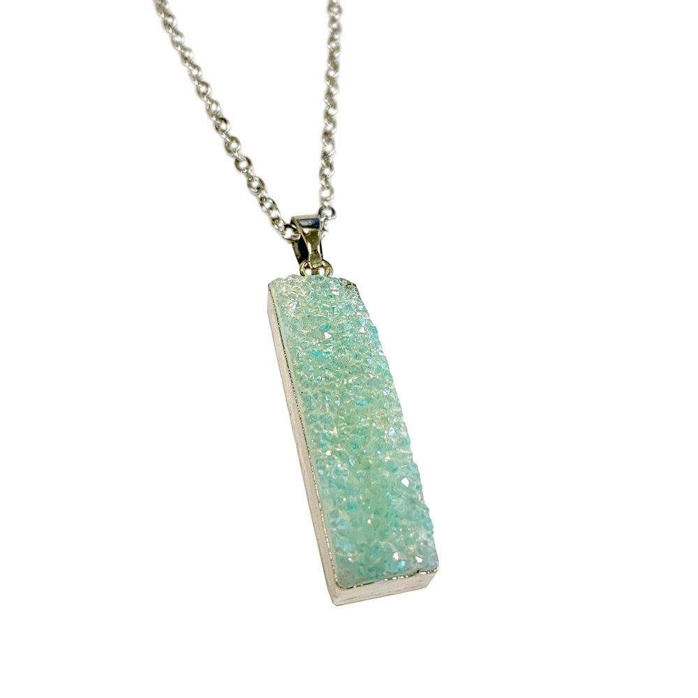 Rectangle Druzy Pendant Necklace (NE-3194) 30