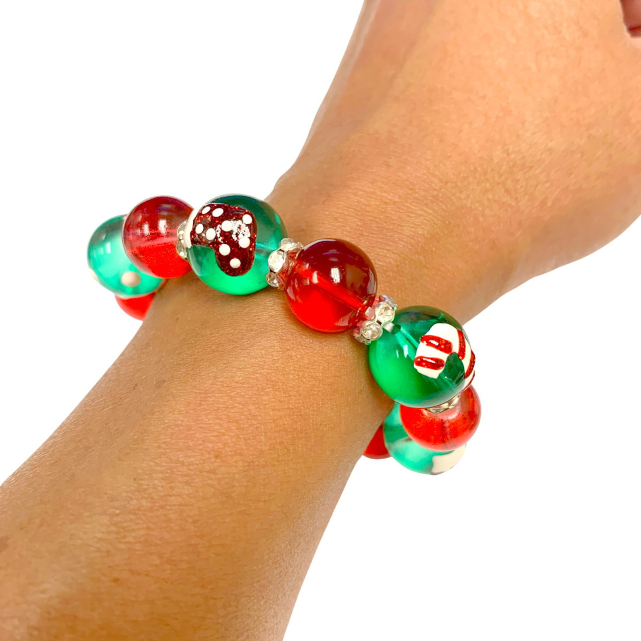 Holiday Bracelet Christmas Bracelet Candy Cane Wrist Cuff 