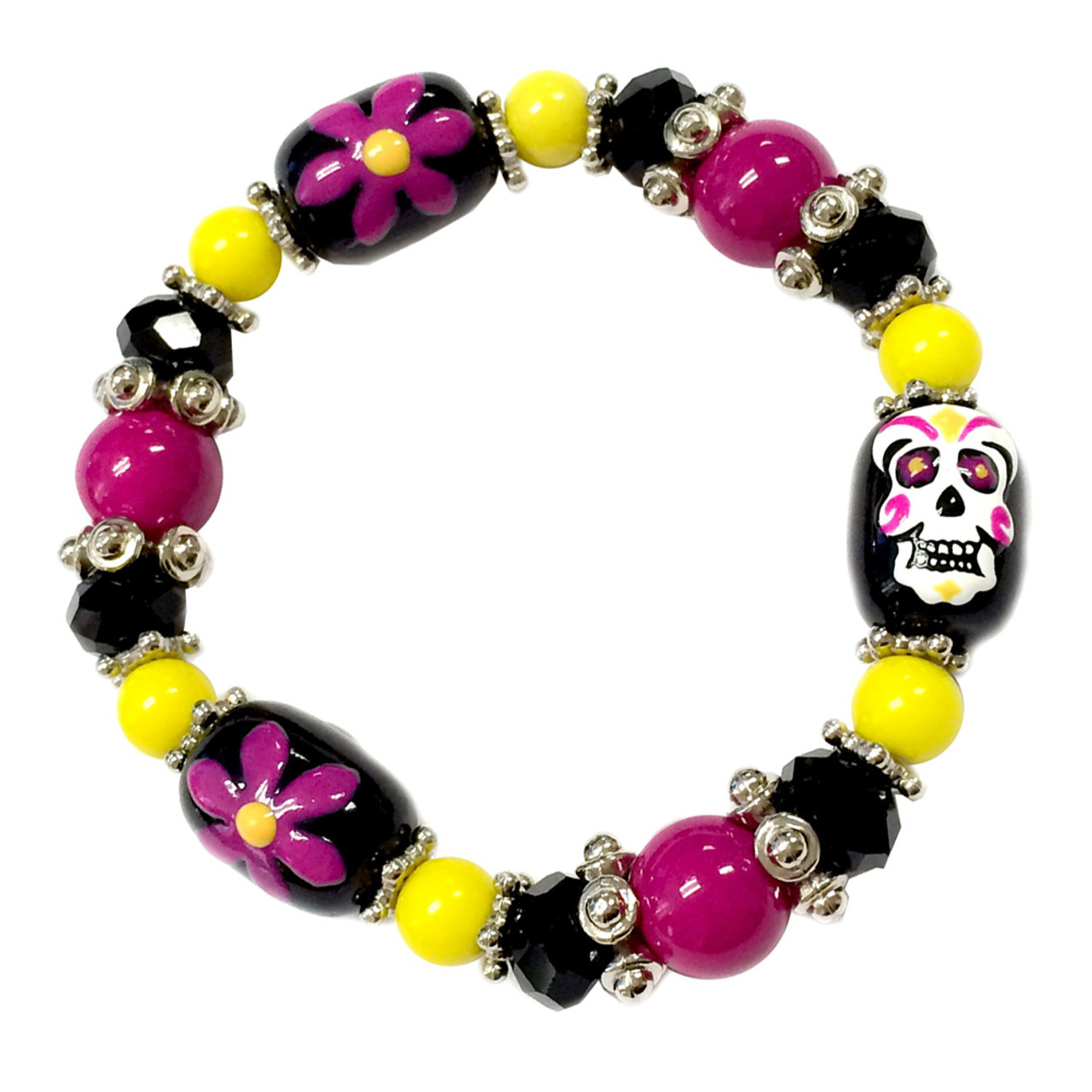 Hot Pink and Black Chunky Bead Bracelet – VerveJewels