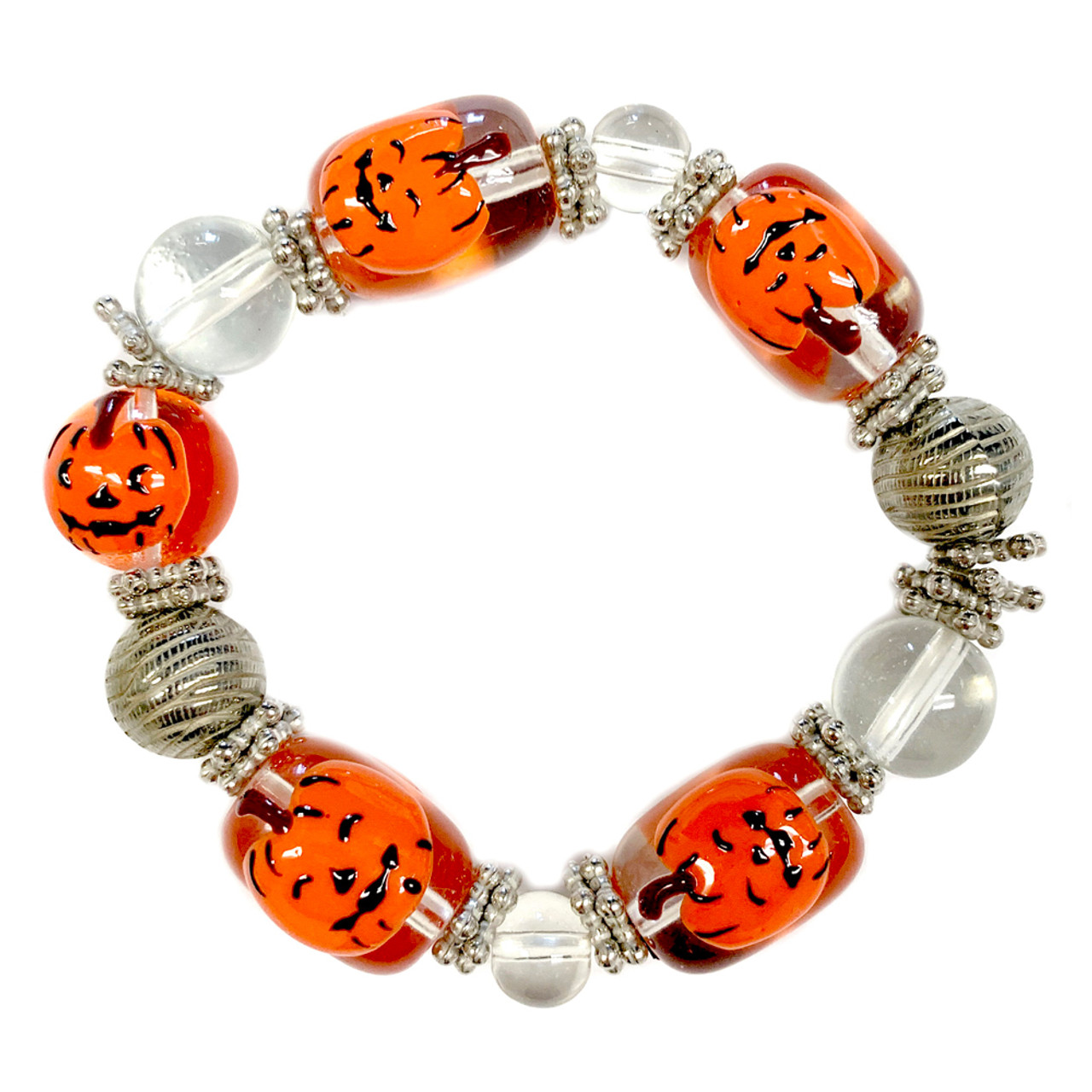 NBEADS About 117 Pcs Halloween Theme Stretch Bracelet Making Kit, Including  36g 4 Colors Czech Glass Beads, Big Eye Beading Needles, Elastic Thread
