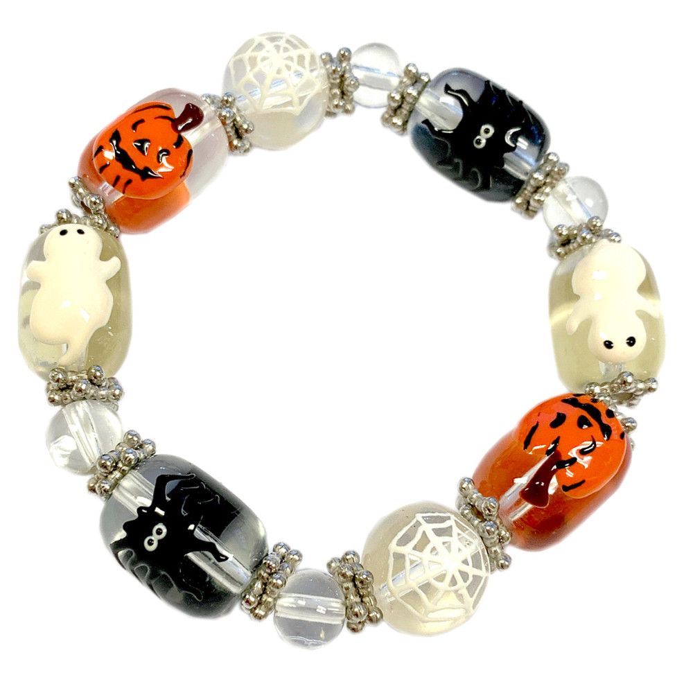 Bracciale Stretch Halloween Con Ciondoli Fantasma E Zucca - Regalo Simpatico Per Donne E Ragazze