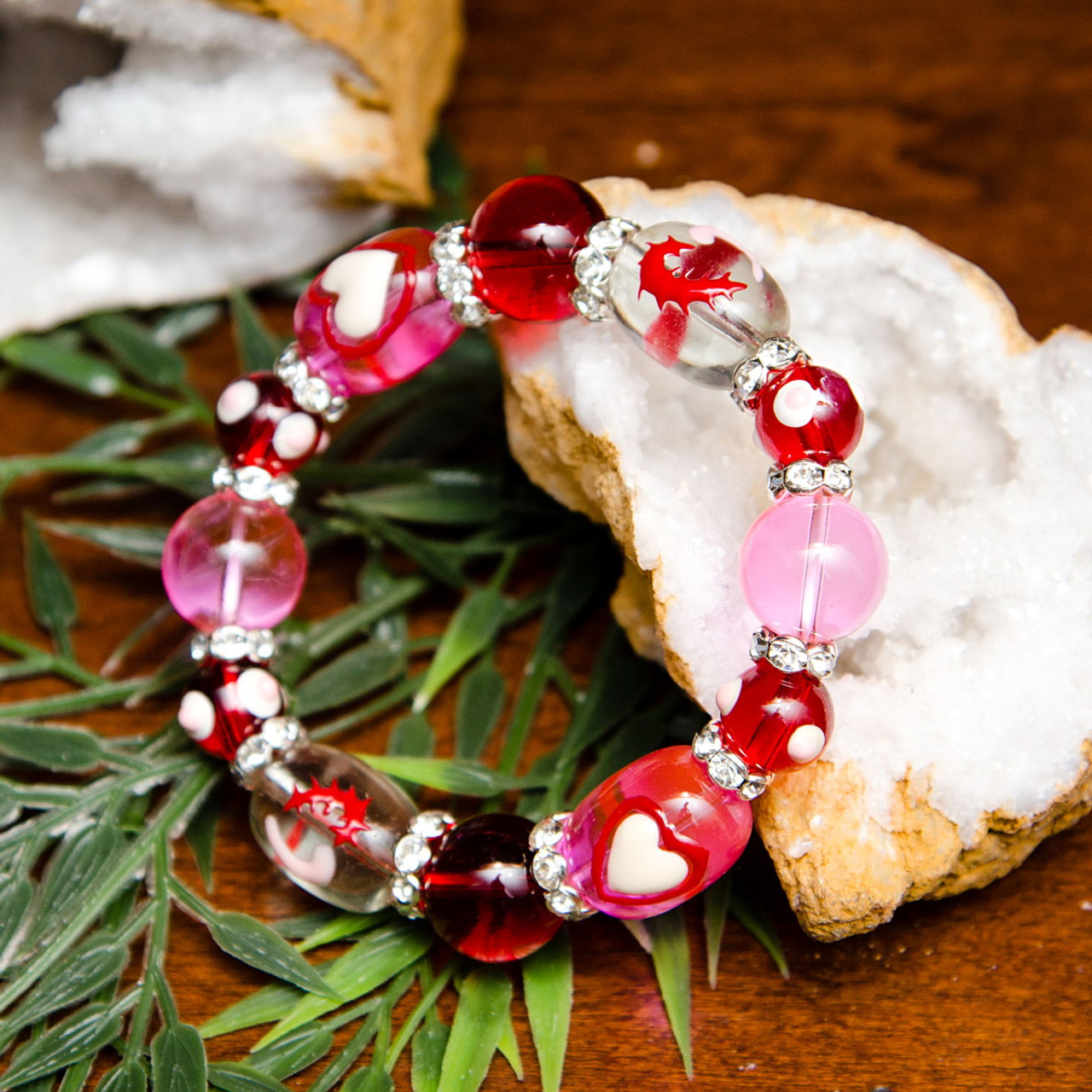 Pink Heart Blue Evil Eye Pearl Beaded Bracelet Set - Pink | Ebru Jewelry |  Wolf & Badger