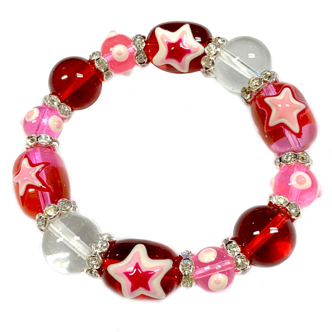 Light Pink Glass Beads Bracelet with Charm By Hidayat