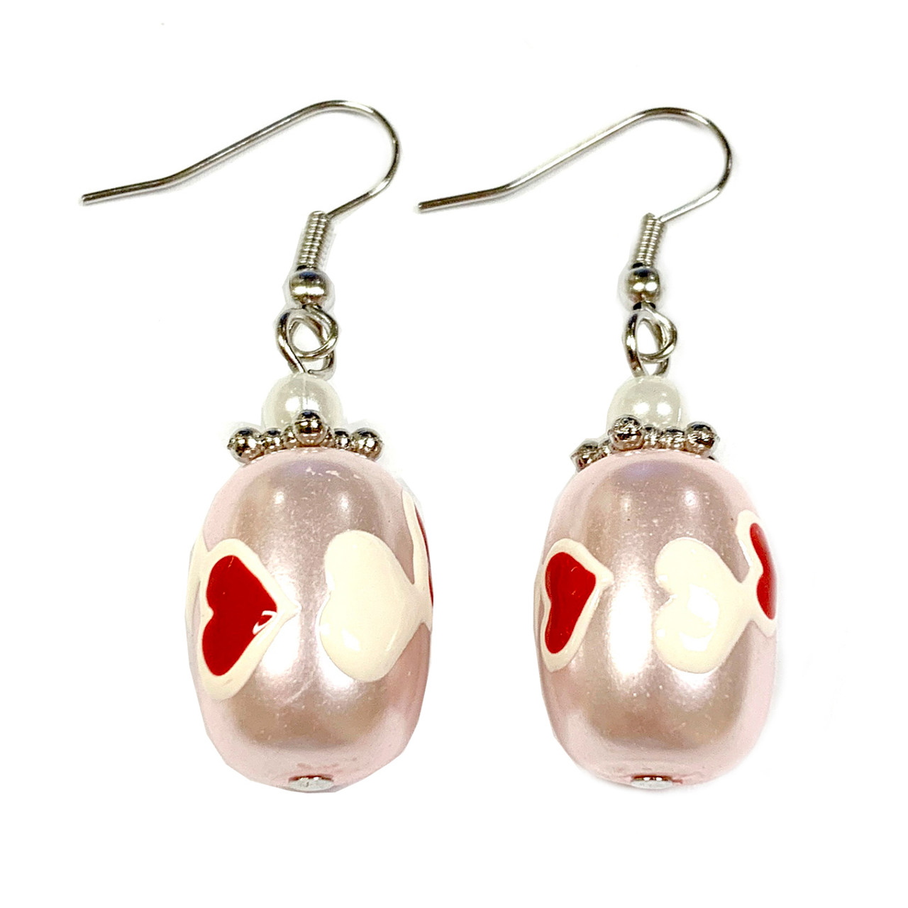 Pink Heart Drop Valentine' Day Earrings