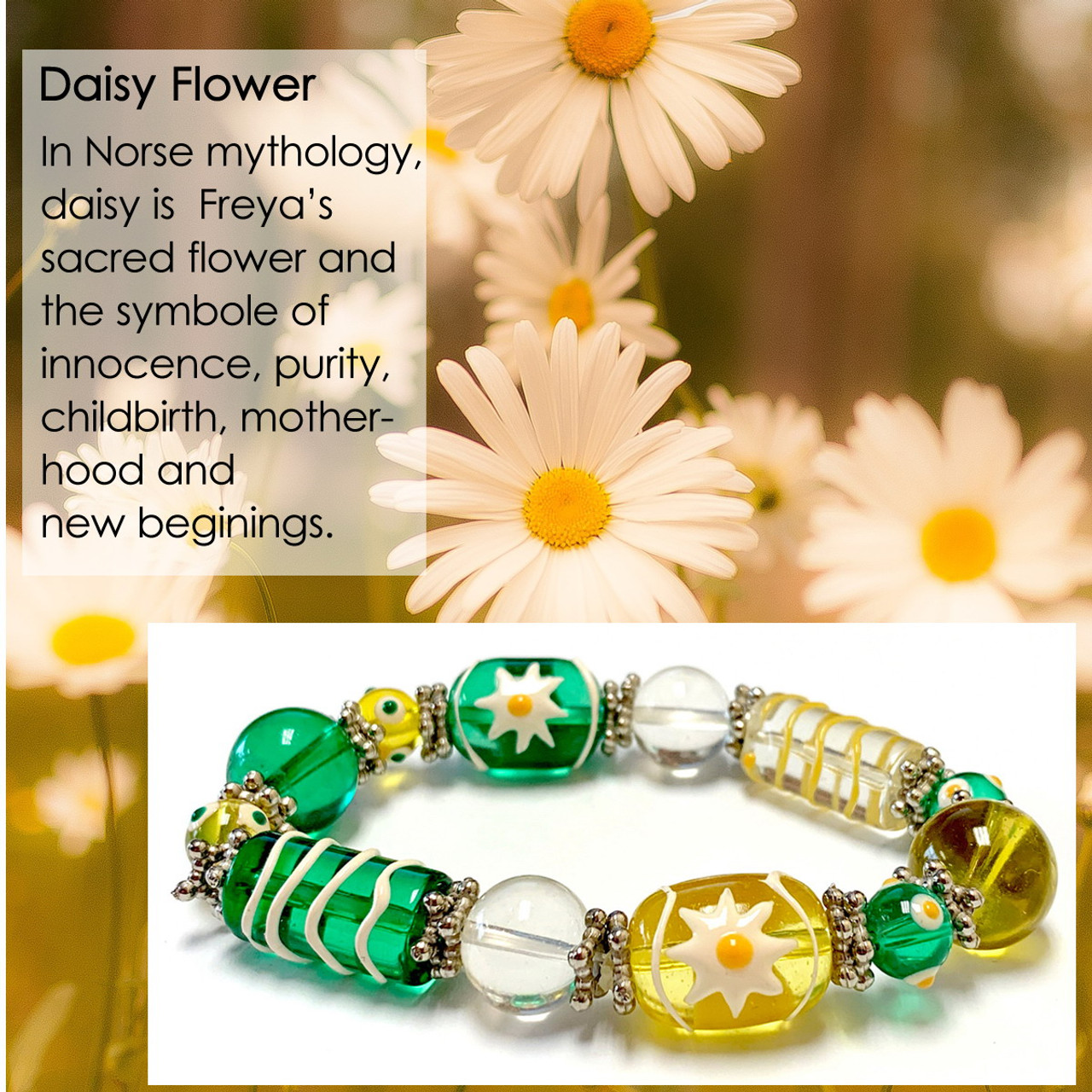 Daisy Flower Bracelet, Beaded Bracelet, Gift for Her, Friendship Bracelet,  Handmade in UK, Gold Filled Bracelet - Etsy