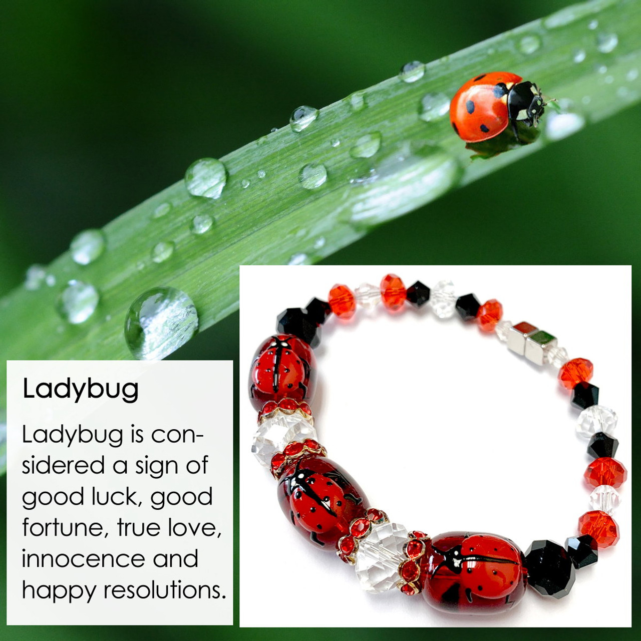 Red Ladybug Bracelet - Spring Jewelry for Daughter - Handmade Glass and  Crystals Beaded Bracelet for Girlfriend - Fiona - IUP013LM