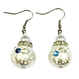 Painted Snowflake Pearl White Glass Beads Earrings (BR-1169E)