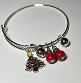 Painted Christmas Festival Tree Adjustable Bangle (BR-2991B) Painted Christmas Festival Tree Adjustable Bangle (BR-2991B)