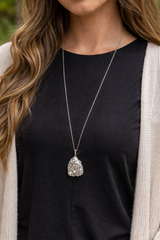 Druzy Pendant Long Necklace