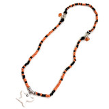 Painted Halloween Ghost Charm with Seed Glass Beaded Stretch Necklace BR-2253C