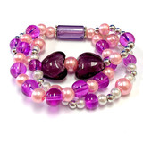 The Love Bracelet -  Heart Bracelet - Beaded Bracelets for Women - Gifts for Her Valentines Day - Glass Beads - Purple - Fiona -  BR2637D