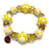 Spring Lemon Yellow Polka Dots  Bracelet - Spring Jewelry for Women - Handmade Glass Beaded Bracelet  for Girlfriend  - Fiona -  PD08