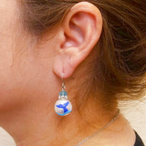 Whale Tail Glass Drop Earrings - Handmade Nautical Beach Ocean Glass Crystal Jewelry for Women - Fiona - E308C