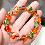 Painted Fall Leaf Pumpkin Bracelet | Sparkling Painting