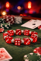 Painted Red Dice Bunco Casino Game Beaded Stretch Bracelet