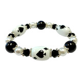 Painted Ace of Spade Poker Game Glass Beaded Stretch Bracelet - fionaaccessories.com