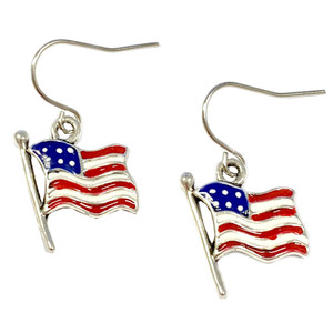 Painted Metallic USA Flag Earrings (E-327B) Painted Metallic USA Flag Earrings (E-327B)