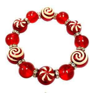 Holiday Bracelet Christmas Bracelet Candy Cane Wrist Cuff 